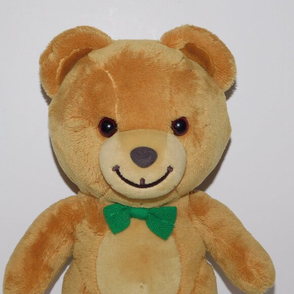 Gund Kraft Peanut Butter Bear 10" Plush Stuffed Teddy Green Bow Tie - Picture 2 of 5